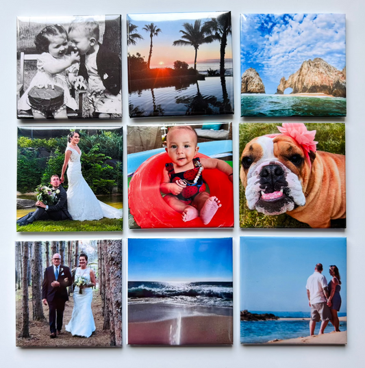 PERSONALIZED PHOTO MAGNETS -2x2 set of 9